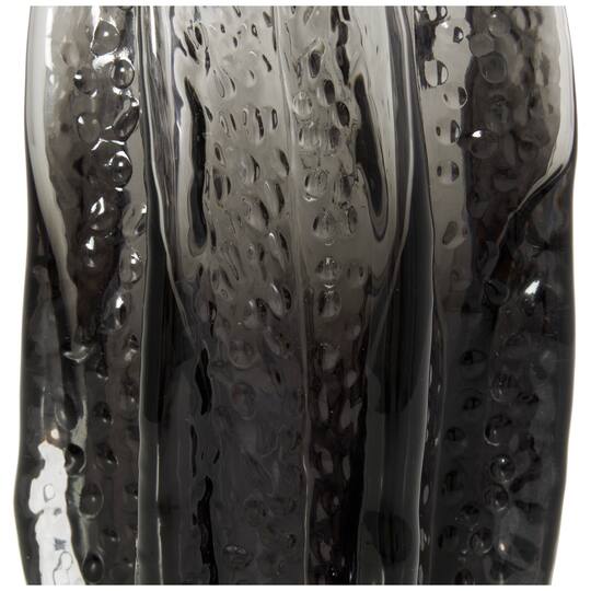 12" Black Ombre Wavy Abstract Glass Vase